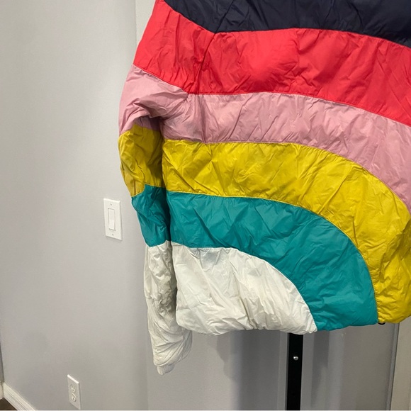 Marine Layer Archive Apres Puffer Jacket Navy Rainbow Wave Size XS Rainbow 🌈 - Picture 5 of 7